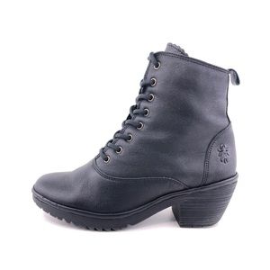 Fly London Wune Black Leather Ankle Boots EUR 39